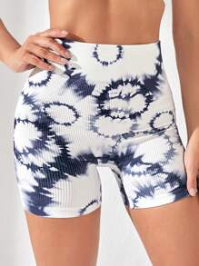 Quần Shorts Thể thao Nữ Xù Cà vạt nhuộm - Xanh và trắng - Xem 6
