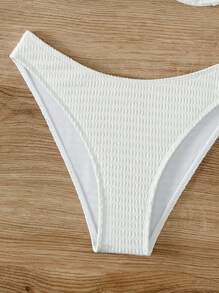 Solid Underwire Summer Beach Bikini Set - White - View 3