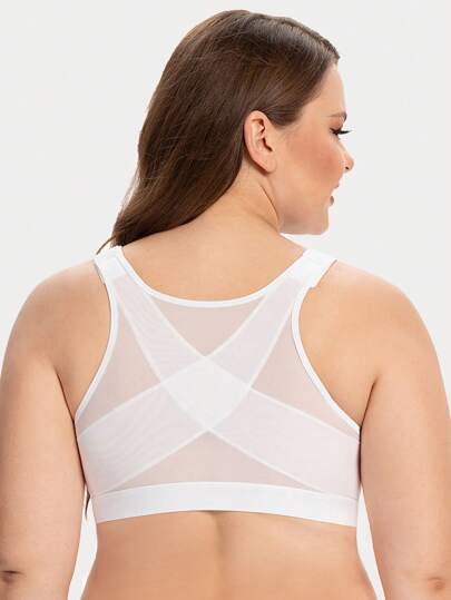 Plus Size Wireless Front Closure Posture Back Support Bra