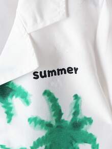 SHEIN 小男童椰子樹和字母圖案襯衫