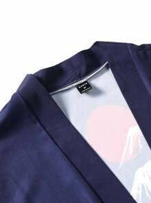 Manfinity EMRG Men Sun & Wave Print Kimono - Navy Blue - View 4