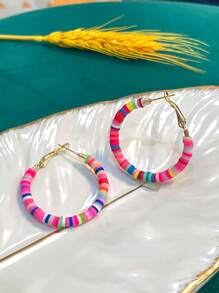 1 Đôi Khuyên Tai Vòng Đính Hạt Nhựa Nhiều Màu Sắc, Trang Sức Tai Phong Cách Bé Gái Tươi Trẻ & Đáng Yêu - Nhiều màu - Xem 4