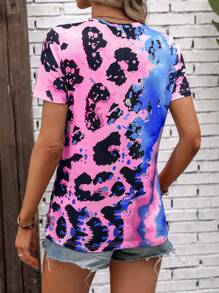扎染印花 T 恤 图案 T 恤 女式上衣 - 彩色 - 查看 2
