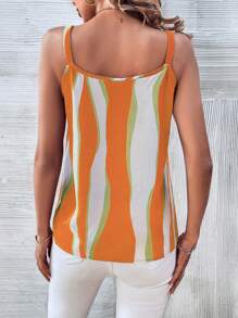 SHEIN VCAY Colourblock Buckle Detail Cami Top - Orange - View 2