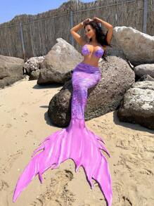 Fish Tail Design Bikini Set For Summer Beach - Multicolor - View 1