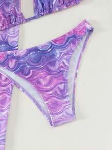 Fish Tail Design Bikini Set For Summer Beach - Multicolor - View 4