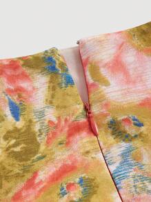 SHEIN MOD Floral Print Lace Up Side Skirt - Multicolor - View 4