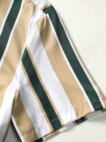 Manfinity Homme Men Striped Shirt & Drawstring Waist Shorts Without Tee - Multicolor - View 8