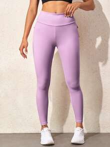 Flap Pocket Patched Cargo Skinny Trousers - Lilac Purple - View 2