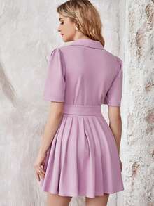 UNIQUE21 Lapel Collar Button Front Blazer Dress - Lilac Purple - View 2