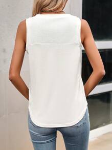 SHEIN LUNE 素色紐扣細節背心上衣 - 白色 - 查看 2