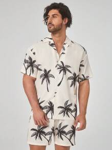 Bộ đồ giản dị  Nam Túi Nút phía trước Nhiệt đới - Màu Khaki - Xem 4