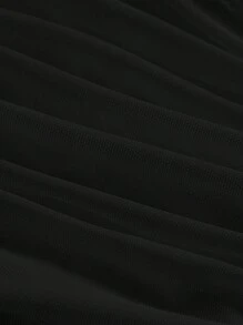 SHEIN MOD 黑色v型女士內褲夏季派對約會夜晚上衣,露肩褶皺胸衣短上衣 - 黑色 - 查看 4