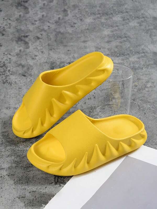 Women Minimalist Single Band Slides, Funky Yellow EVA Slides SHEIN USA