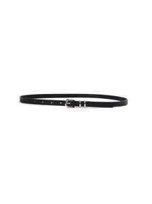1pc Women Simple & Versatile Ladies Skinny Waist Belt With Metal Buckle For Dress Decoration, Black Summer, School