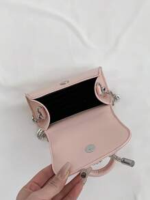 Túi vuông tối giản Mini Flap Bow Trang trí Valentine - Màu Hồng baby - Xem 7
