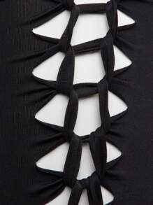 Hauture Xoắn Cắt laser Váy bodycon - màu đen - Xem 6