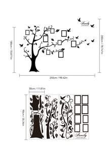 4pcs/Set Tree & Bird Pattern Wall Sticker, Black Plastic Photo Display Frame Wall Art Decal, For Home Decor,Stickers,Wall Decal, Vinyl Decal For Home Decorations,Spring Decoration Items Refresh Your Home,Rama Decoration Stickers Gifts Birthday Graduation