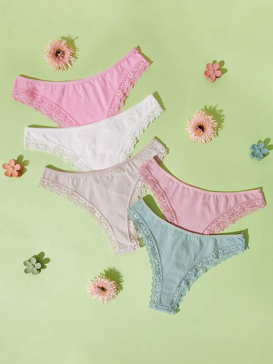 5入組蕾絲邊丁字褲