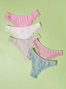 5入組蕾絲邊丁字褲