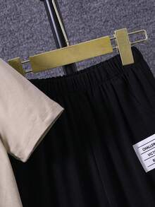 SHEIN 男孩字母貼布T恤和運動褲 - 彩色 - 查看 6