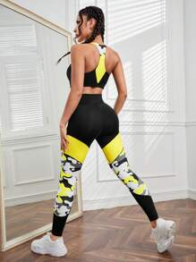 Easithlete Bộ đồ thể thao Colorblock họa tiết Camo Bộ đồ tập luyện Bộ đồ tập luyện cho nữ Bộ đồ tập luyện cho nữ - Nhiều màu - Xem 2