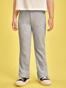 SHEIN Toddler Girls Solid Flare Leg Trousers - Grey - View 1