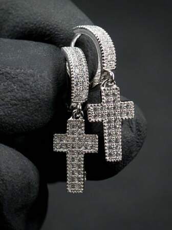 男士十字架裝飾耳墜