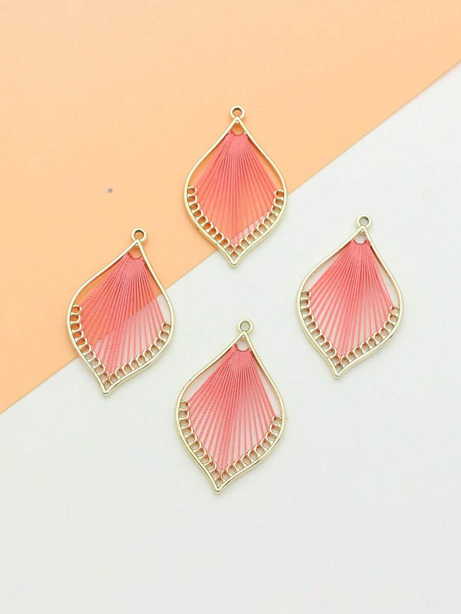 Mặt dây chuyền hình chiếc lá hợp kim có thể tháo rời cho bông tai DIY, đồ trang sức vòng cổ - Màu Hồng Tươi - Xem 1