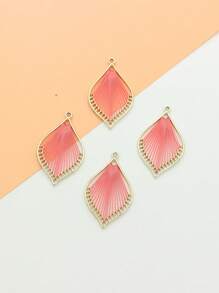 Mặt dây chuyền hình chiếc lá hợp kim có thể tháo rời cho bông tai DIY, đồ trang sức vòng cổ - Màu Hồng Tươi - Xem 2