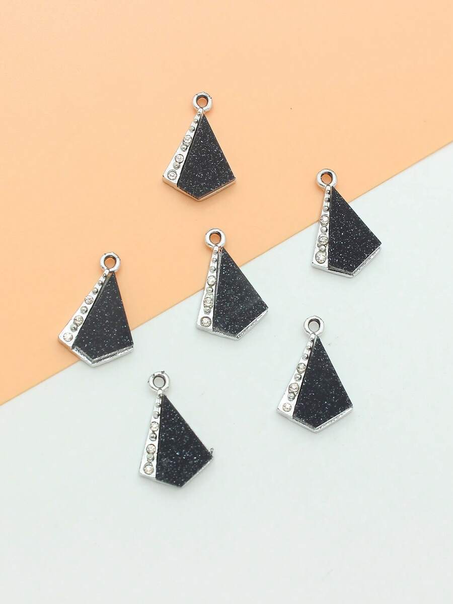 6 Cái/bộ Hình Học Kim Cương Giả Trang Trí Tự Làm Mặt Dây Chuyền Trang Sức Cho Vòng Cổ Làm - màu đen - Xem 1