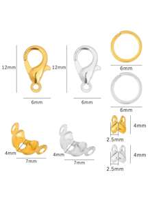 1 bộ Khóa tôm hùm & Nắp cuối khóa tôm hùm & Khóa nhả bên & Bộ vòng nhảy 100 cái/bộ Khóa tôm hùm 12 MM & 100 cái/bộ 4 X Nắp cuối 7 MM & 200 cái/bộ Khóa nhả bên & 500 cái/bộ Vòng nhảy 6 MM, cho Đồ trang sức và đồ thủ công tự làm - Nhiều màu - Xem 4