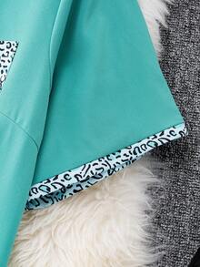 SHEIN LUNE 大碼豹紋印花口袋貼布襯衫 - 青碧色 - 查看 4