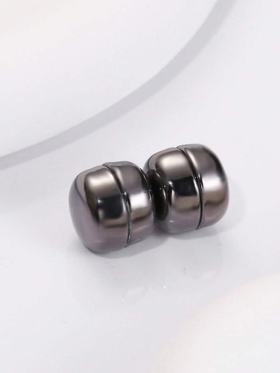 2入組男士極簡袖扣 - 黑色 - 查看 1