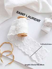 1 cái vải ren thêu hoa tự làm - trắng - Xem 2