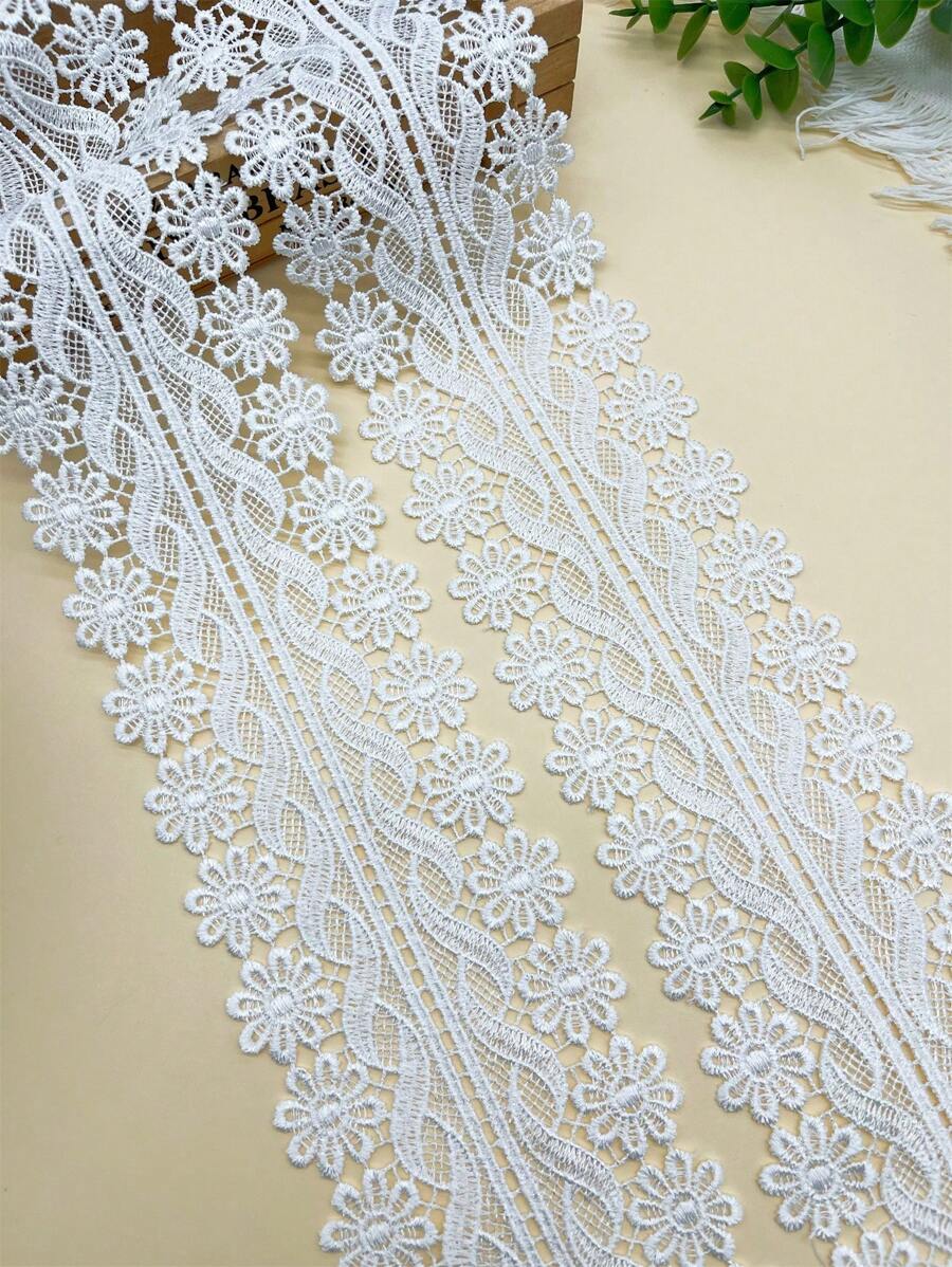 1入組花卉刺繡DIY織帶花邊 - 白色 - 查看 1