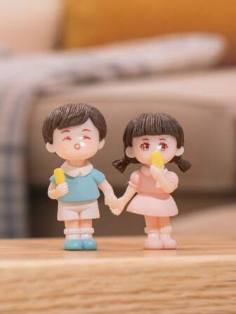 2入組人物設計裝飾用品可愛PVC藝術裝飾