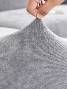 1pc Solid Color Stretchy Sofa Slipcover, Modern Polyester Sofa Slipcover Set For Home - Grey - View 5