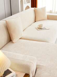 1入組素色彈力沙發套，現代滌綸沙發套套裝，適合家用 - 米色 - 查看 5