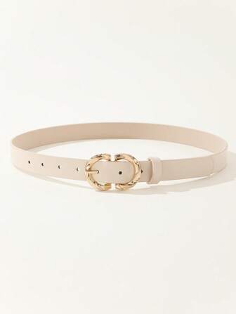 1 st dammode, casual, mångsidigt PU-läderbälte med 8 spännen och justerbart midjebälte