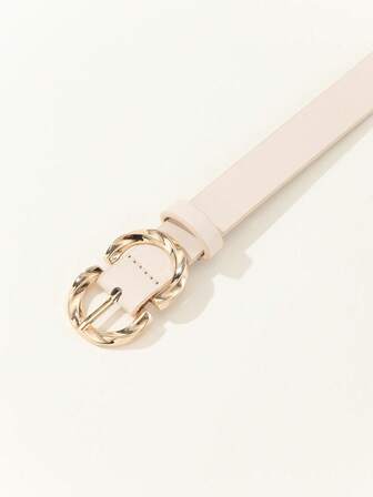 1 st dammode, casual, mångsidigt PU-läderbälte med 8 spännen och justerbart midjebälte