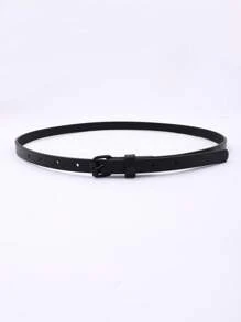 女士小方扣黑色皮带，时尚简约百搭腰带，适合夏季、学校秋季、秋季、万圣节 - 黑色 - 查看 3