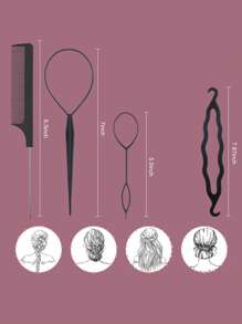 4pcs Women Solid Fashionable Hair Accessory Set For Daily Decoration - Black - View 3