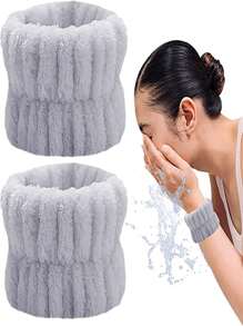 2pcs Women Solid Fuzzy Casual Washband, For Home - Grey - View 5