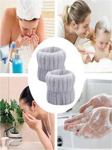 2pcs Women Solid Fuzzy Casual Washband, For Home - Grey - View 7