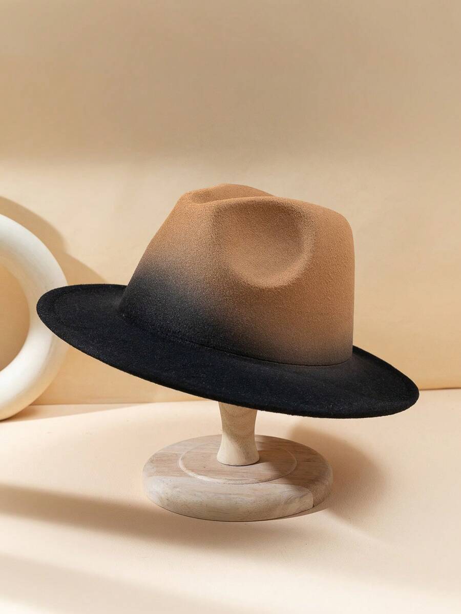 Street 1 Mũ len nam màu gradient cổ điển Jazz phong cách phương Tây có lớp lót ấm áp, hoàn hảo cho các lễ hội, họp mặt & tiệc tùng Mũ cao bồi