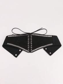 1入組女士龐克前綁帶束腰帶適用於服裝裝飾用品 - 黑色 - 查看 3
