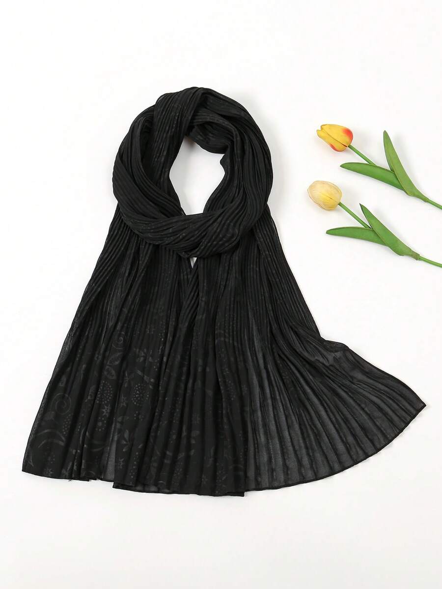 1條女式幾何和葉子印花時尚圍巾適合日常生活 - 彩色 - 查看 1