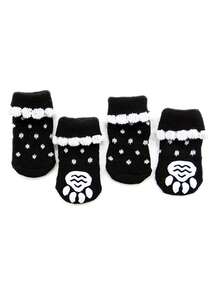 1pair Anti Slip Paw Print Pet Socks For Dog For Indoor