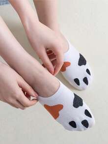 5雙女士卡通圖案休閒船襪